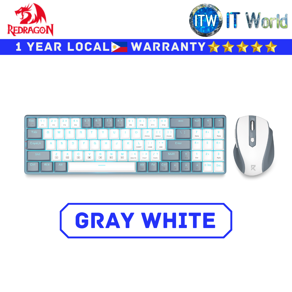 Redragon Keyboard and Mouse Set BS-8772 2.4G Wireless (Gray White)