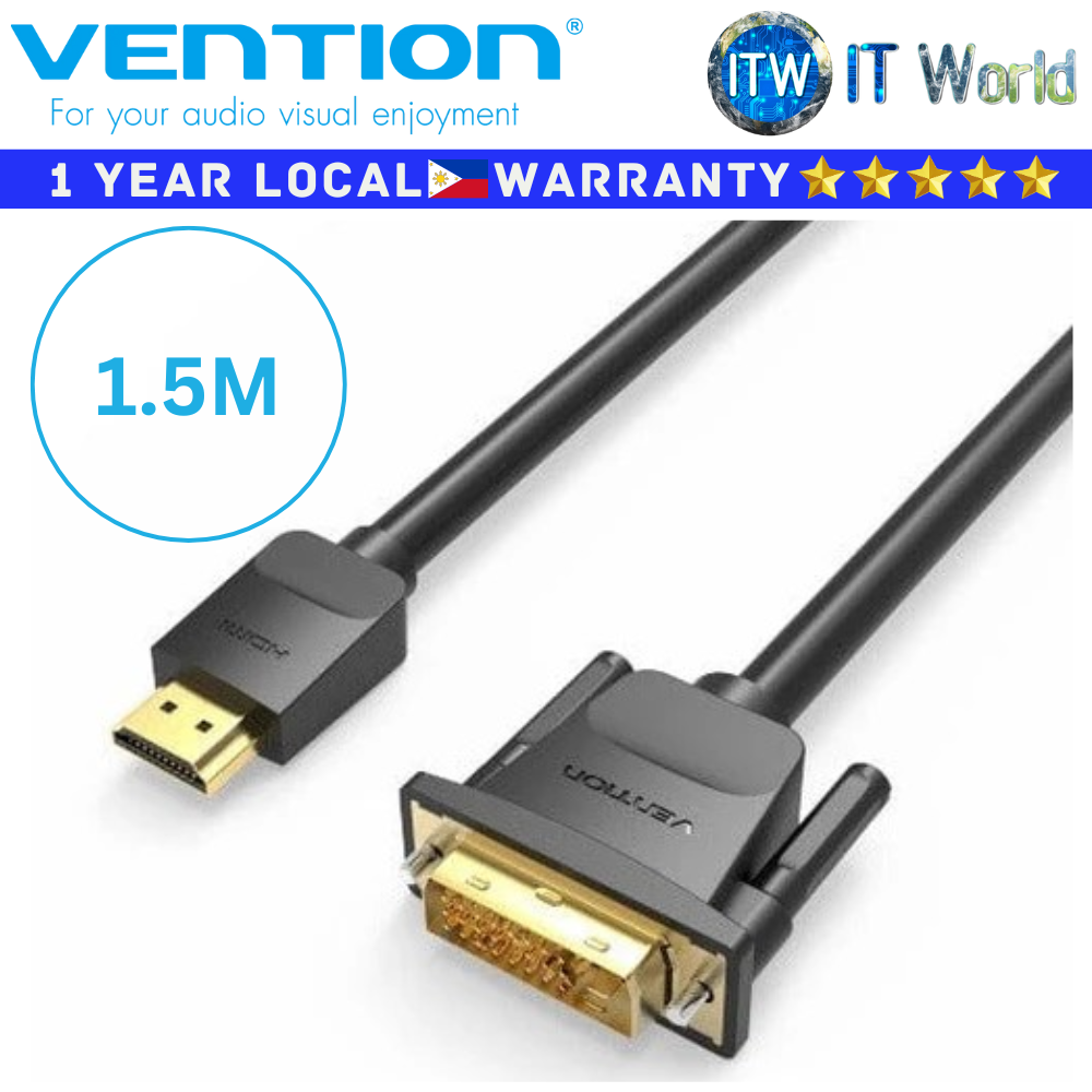 Itw | Vention Cable ABFB HDMI to DVI 24K Gold-Plated Connector (0.5M | 1M | 1.5M | 2M | 3M | 5M)