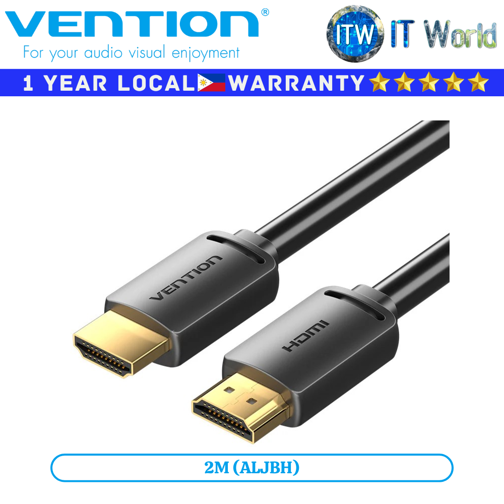 Vention Cable ALJB HDMI-A Male to Male 4K HD Cable Black Gold-Plated PVC (ALJBH 2M)