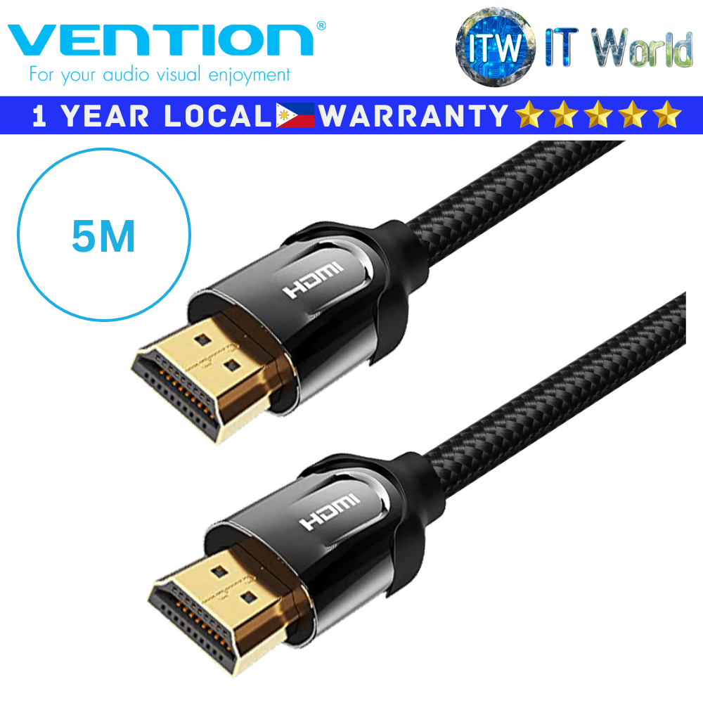 Vention Cable VAA-B05-B Black Nylon Braided HDMI-A AMale Gold-Plated (VAA-B05-B500 5M)