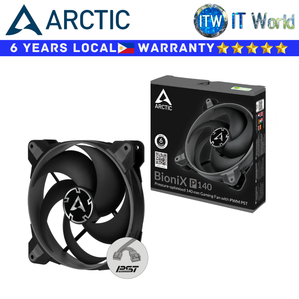 Arctic PC Fan BioniX P140 140 mm PWM Fan with Cable Splitter Black/Grey (ACFAN00159A)