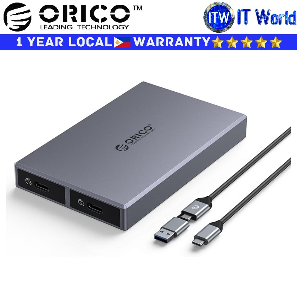 Orico SSD Enclosure CM2C3-2N Dual-Bay M.2 NVME USB C-to-C/A Data Cable (CM2C3-2N-GY-BP)