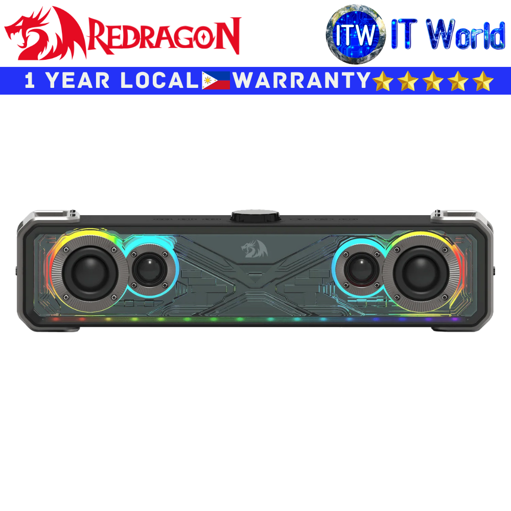 Redragon Gaming Speaker Surge GS817 Black RGB 2.0 Channel Stereo Soundbar