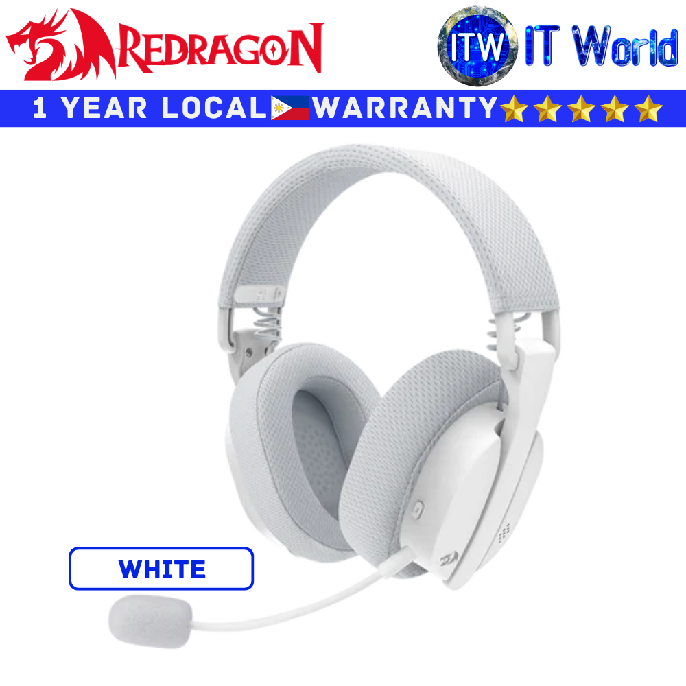 Redragon Wireless Gaming Headphones H888 Luce 3-modes Connection Lightweight (White)