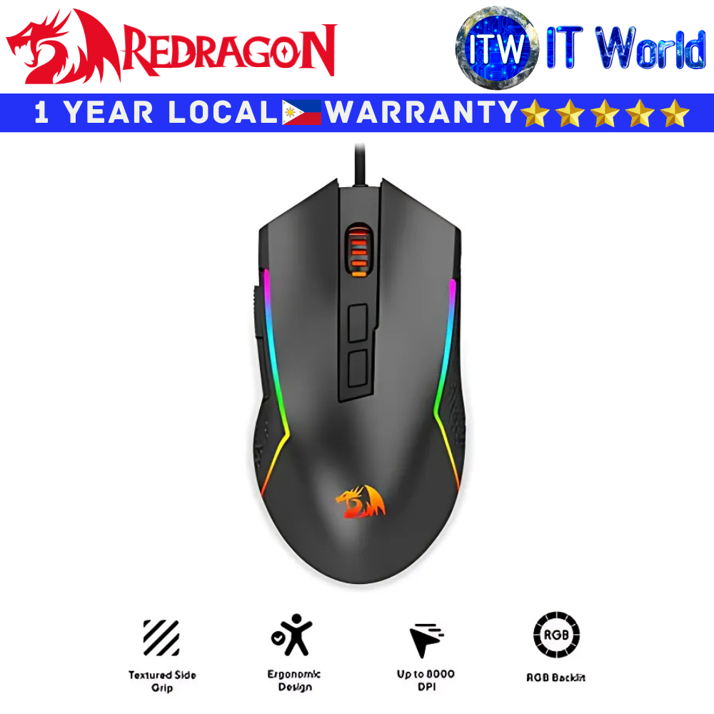 Redragon Wired Gaming Mouse M613-RGB Trident Lite Black 7 Programmable buttons 8000DPI