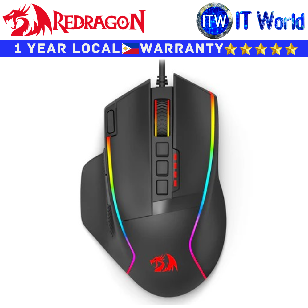 Redragon Wired Gaming Mouse Swain M915-RGB Black 9 Programmable Button for FPS and MOBA game