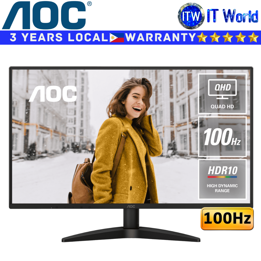 AOC Monitor Q27B36 27&quot; 2560x1440 QHD / 100Hz / IPS / 1ms MPRT, 4ms GTG / Frameless Design