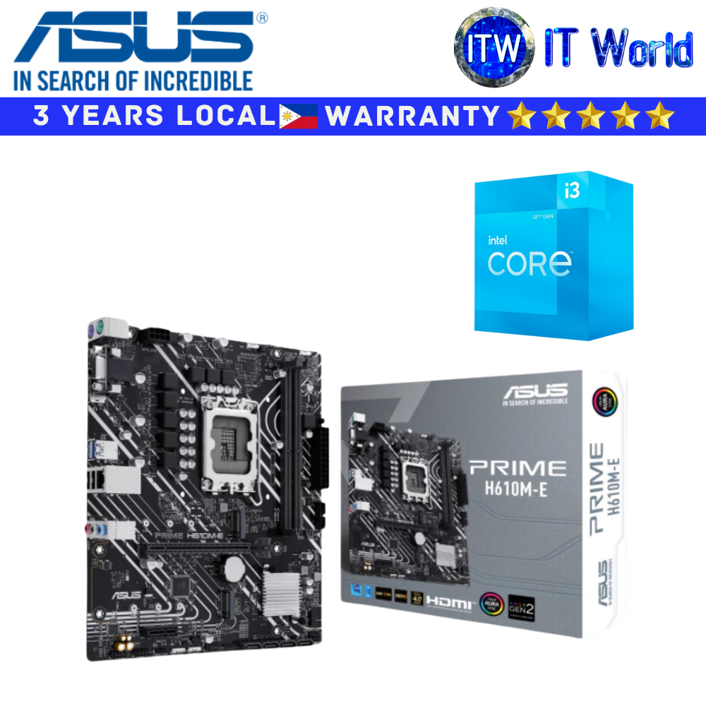 ASUS Bundle Motherboard Intel Core i3-12100F with PRIME H610M-E D5