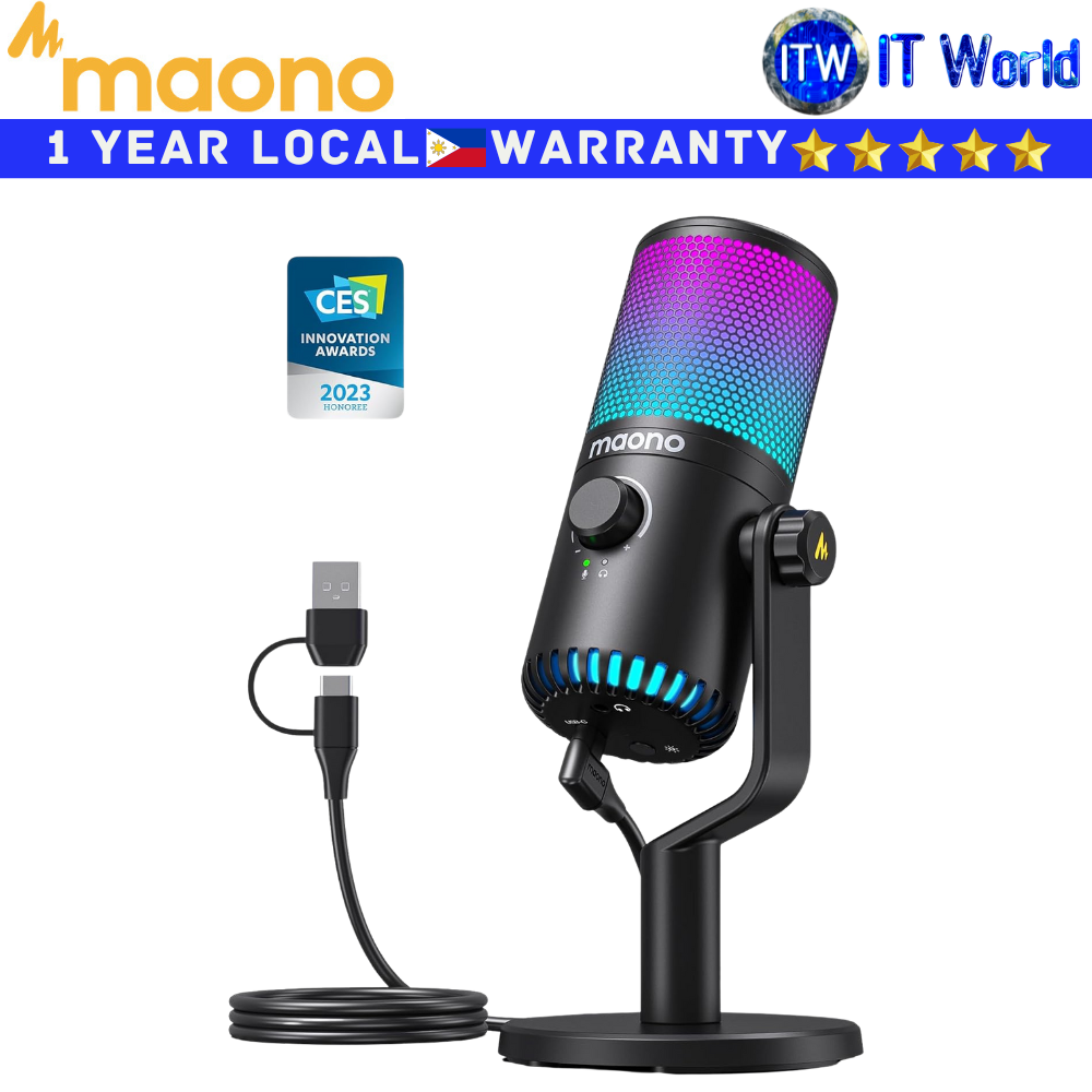 Maono Wired Gaming Microphone DM30 RGB Programmable USB Condenser (Black)