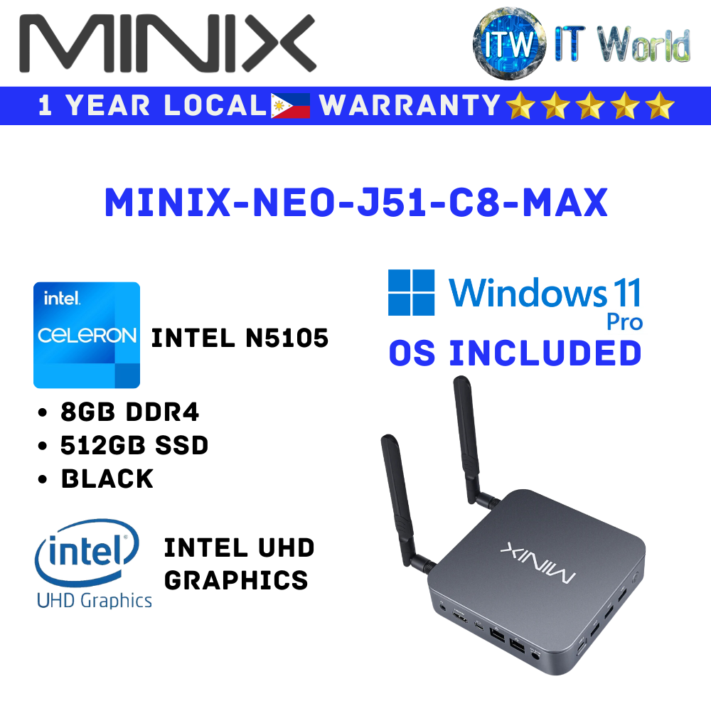 inix Mini PC All in One Desktop PC NEO J51-C8 MAX 8GB RAM 512GB SSD Windows 11