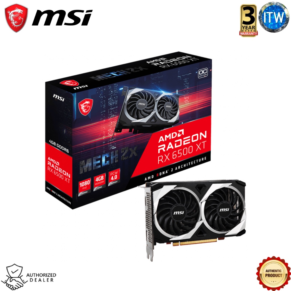 MSI Radeon RX 6500 XT MECH 2X 4GB GDDR6 OC Graphic Card (912-V508-005)