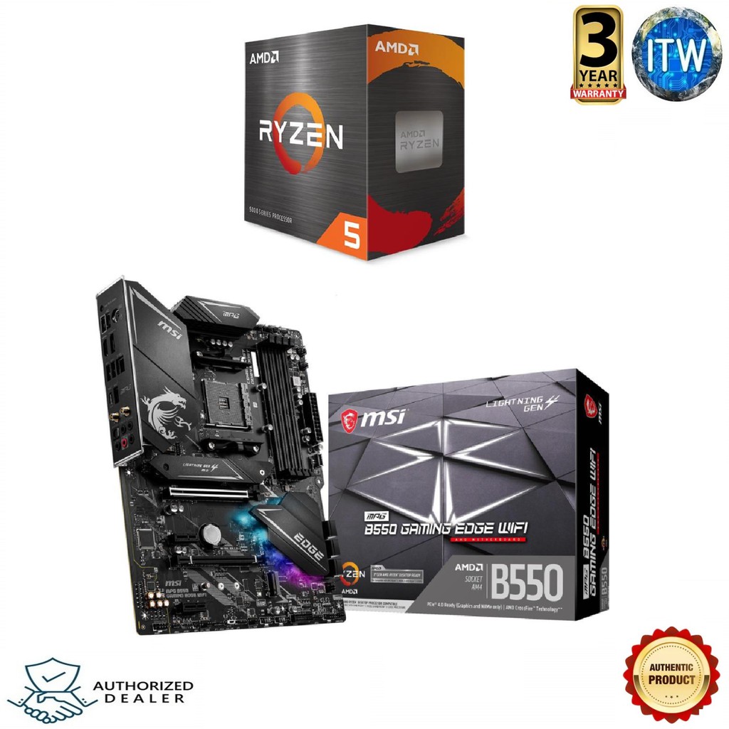 AMD Ryzen 5 5600X with MSI MPG B550 GAMING EDGE WIFI Motherboard Bundle