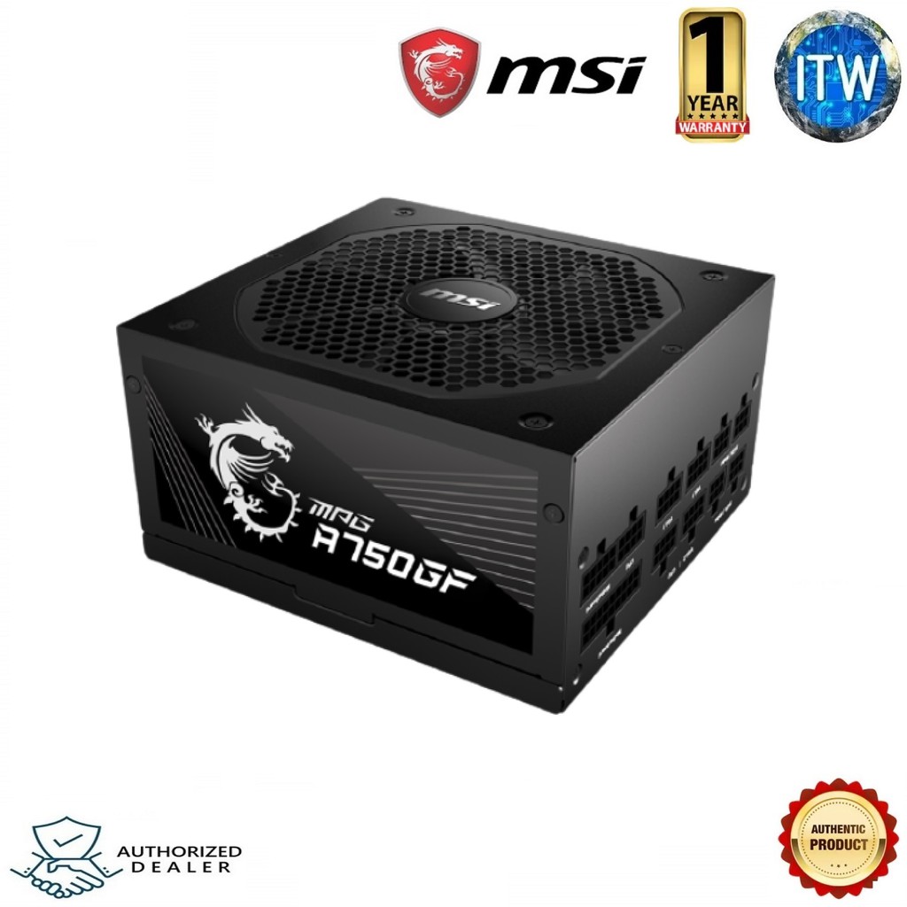 MSI MPG A750GF 750W 80+ Gold Fully Modular Power Supply Unit (Black and White)