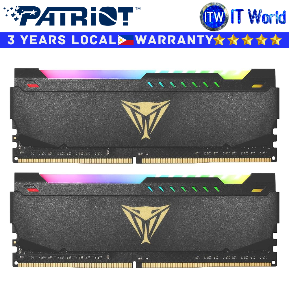 Patriot DDR4 RAM 16GB (2x8GB) 3600Mhz Viper Steel RGB Black UDIMM Memory (PVSR416G360C8K)