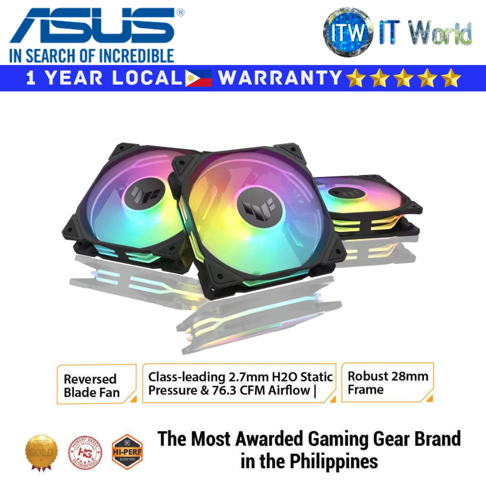 ASUS PC Fan TUF Gaming TR120 ARGB Reverse Blade 120mm - Triple Pack (Black)