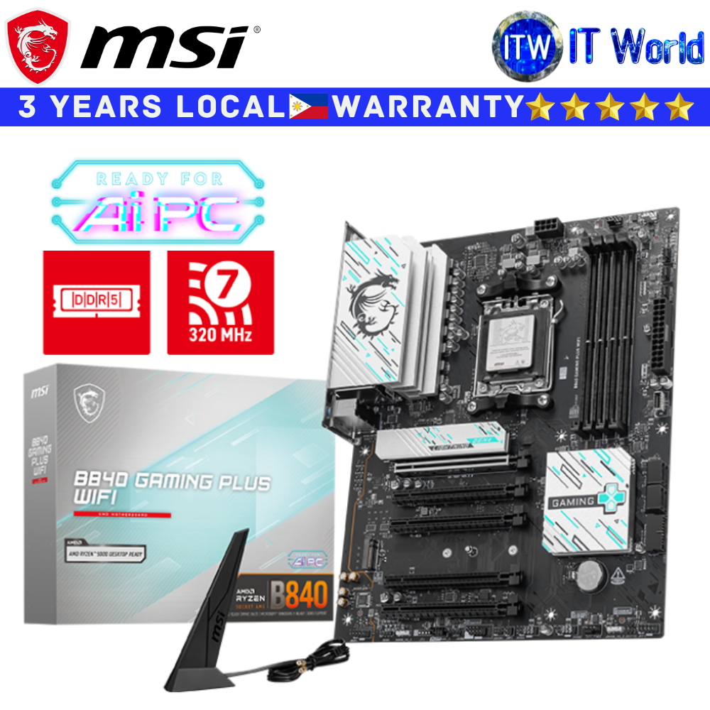 MSI Motherboard B840 Gaming Plus Wifi ATX AM5 DDR5