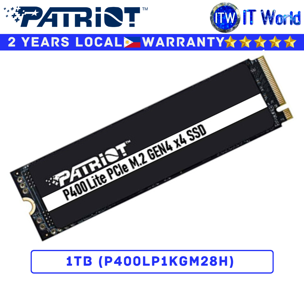 Patriot SSD M2 NVMe SSD M.2 2280 NVMe P400 Lite PCIe Gen4x4 Internal 1TB (P400LP1KGM28H)