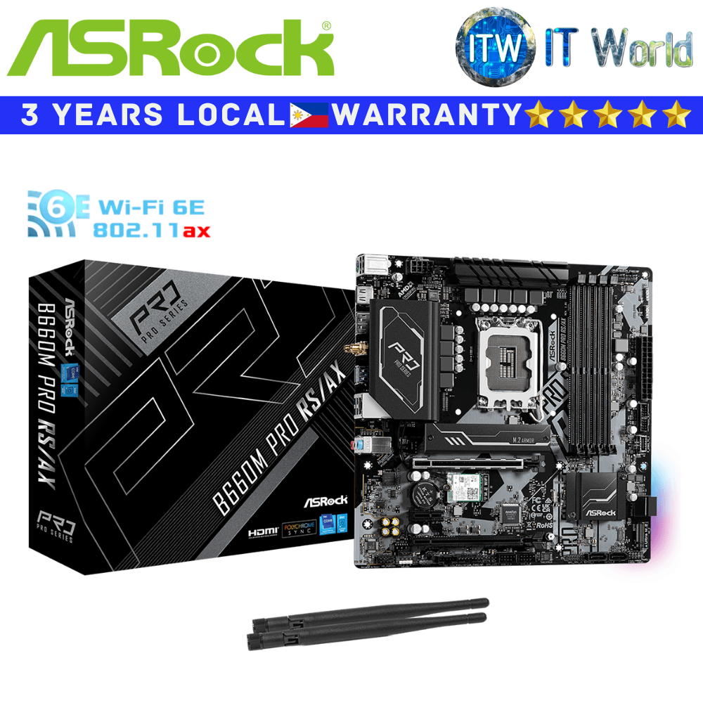 ASRock Motherboard B660M Pro RS/AX microATX LGA1700 DDR4