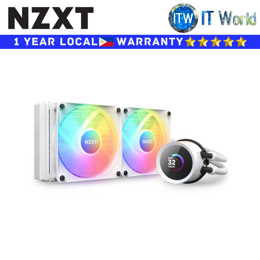 NZXT CPU Cooler Fan Kraken 280 RGB AIO Liquid Cooler White (RL-KR280-W1)