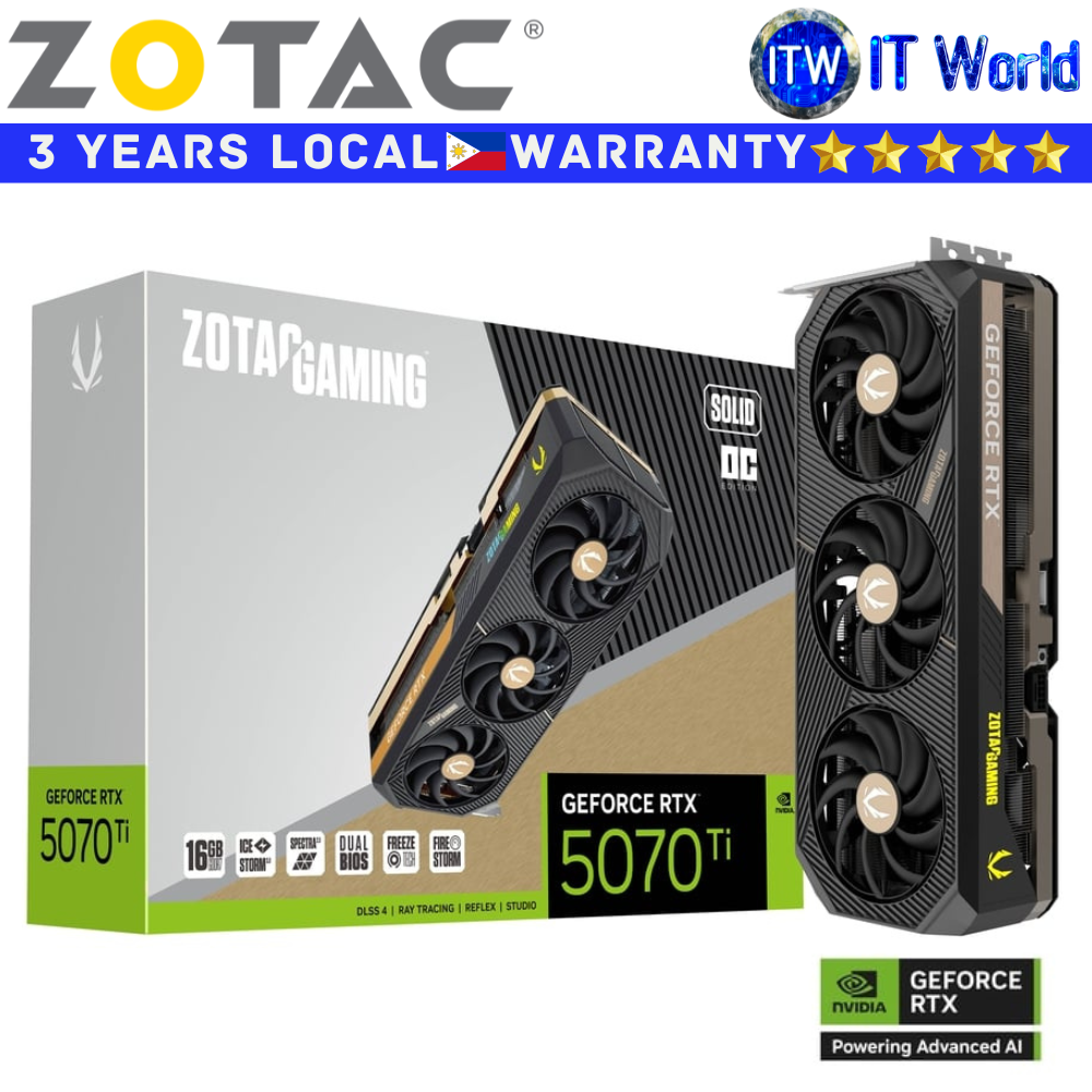 Zotac Gaming RTX 5070 Ti 16GB GDDR7 Solid OC Geforce Graphic Card (ZT-B50710J-10P)