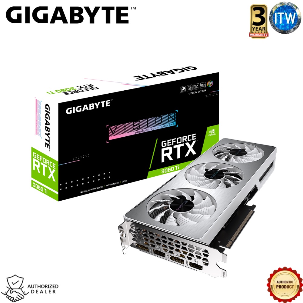 ITW | Gigabyte GeForce RTX 3060 Ti Vision OC 8GB GDDR6 2.0 Graphic Card (GV-N306TVISION-OC-8GD-2.0)