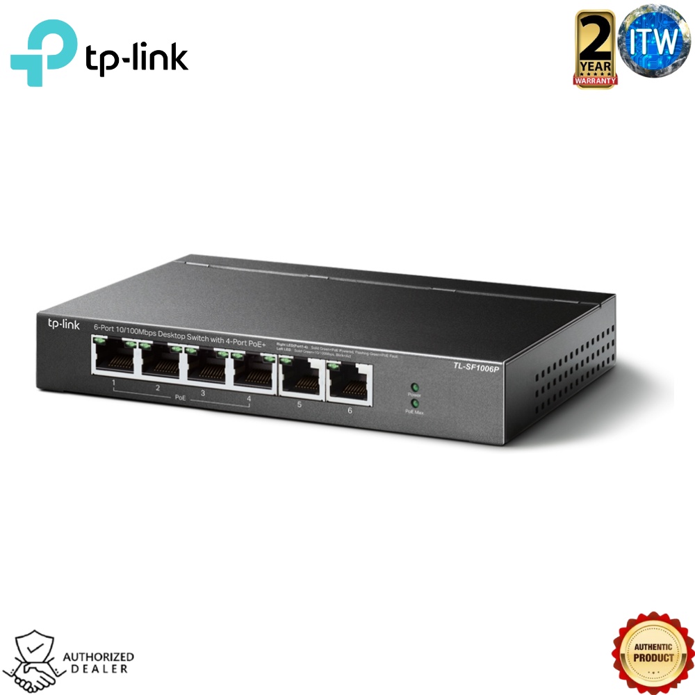 TP-Link TL-SF1006P - 6-Port 10/100Mbps Desktop PoE Switch with 4-Port PoE+