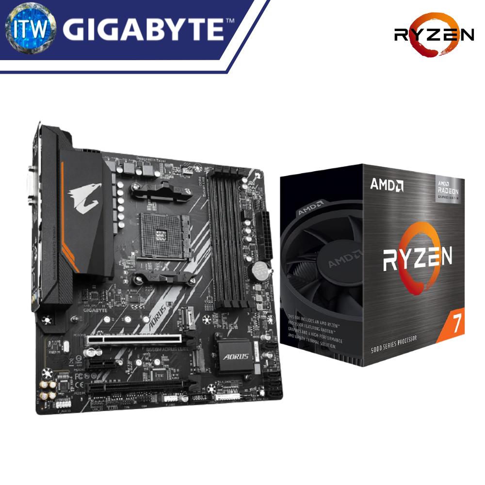 AMD Ryzen 7 5700G Processor with Gigabyte B550M AORUS ELITE Motherboard Bundle