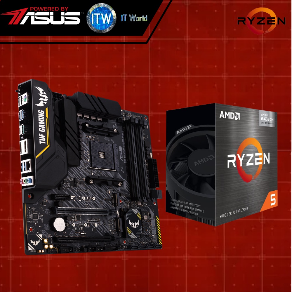 AMD Ryzen 5 5600G Processor with Radeon Graphic and  Asus TUF GAMING B450M-PRO II Motherboard BUNDLE