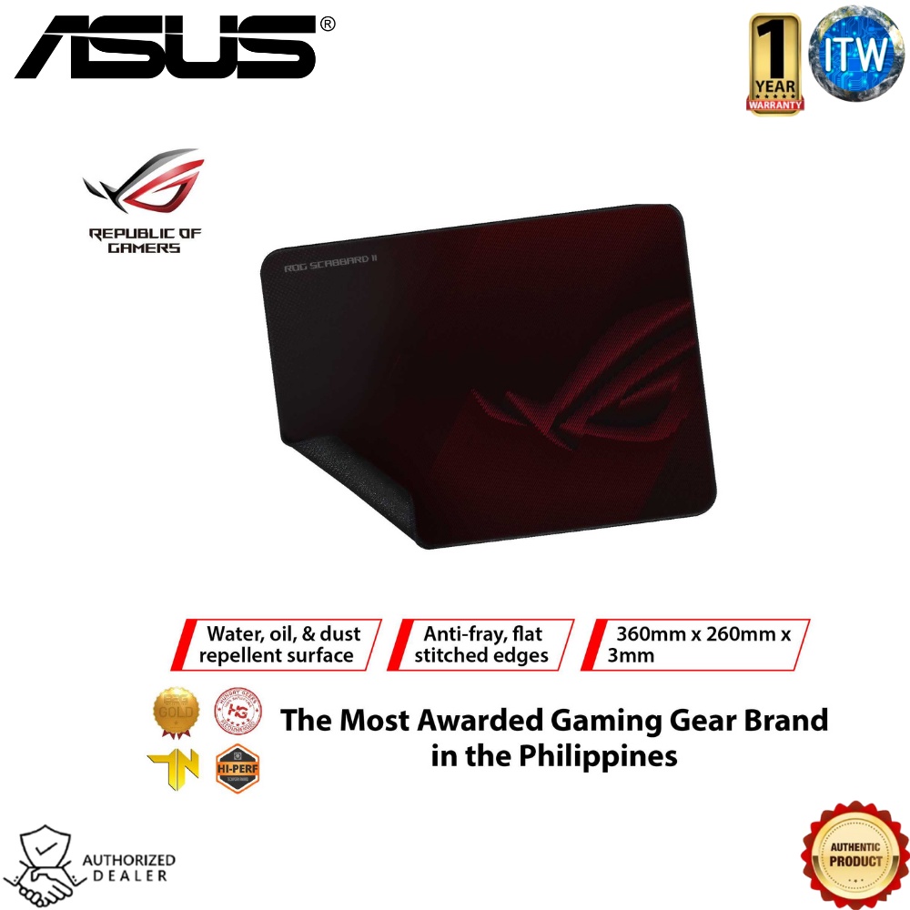 Asus ROG Scabbard II Medium Gaming Mouse Pad - Anti-fray, Narrow-Stitch with Protective Nano Coating