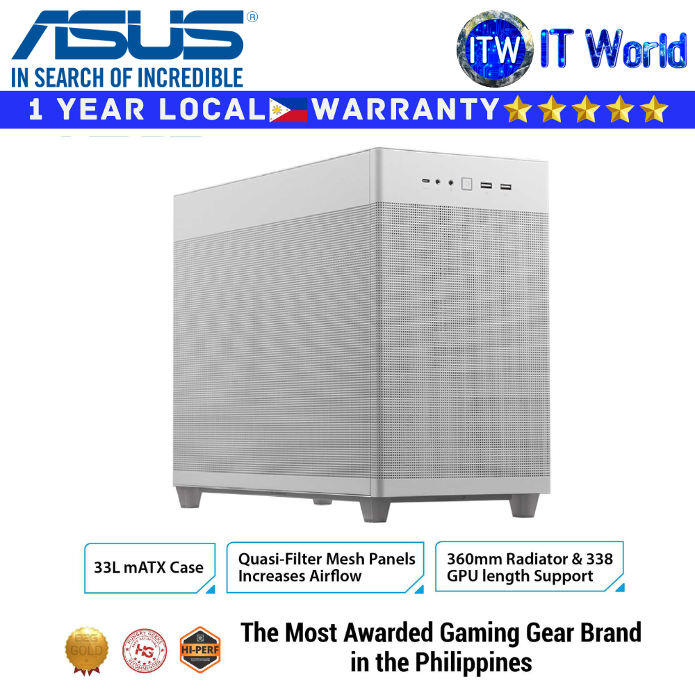 ASUS Computer PC Case Prime AP201 microATX Case Small Tower Mesh Panel (White)