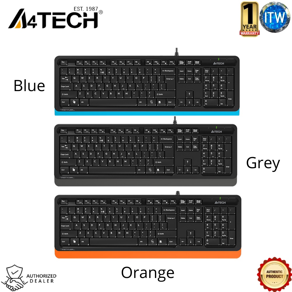 ITW | A4tech FK10 Multimedia Comfort Wired USB Keyboard (Blue/Orange)