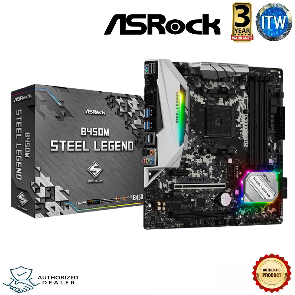 ASRock B450M Steel Legend Micro-ATX AM4 DDR4 Motherboard