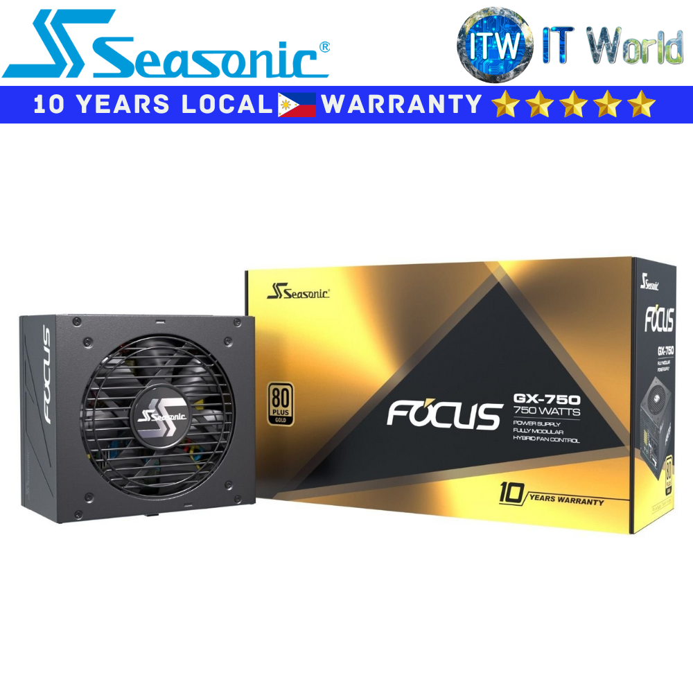 Seasonic PSU 750W Power Supply Unit Focus GX-750 80+ Gold ATX 12V Full Modular (SSR-750FX)