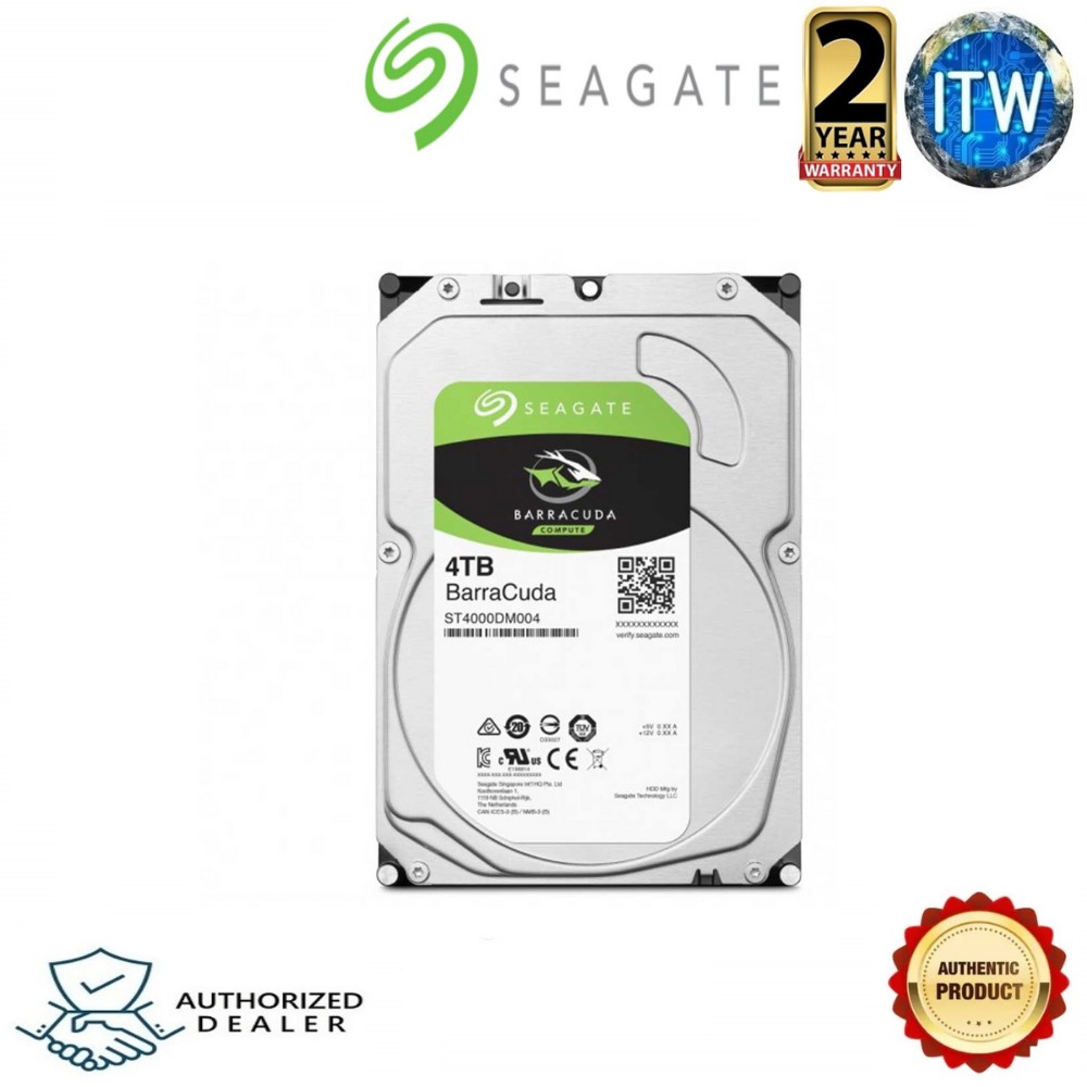 Seagate BarraCuda 4TB 3.5&quot; 5400 RPM 128MB Cache SATA 6.0Gb/s Hard Drive for Desktop, servers, and DAS (ST4000DM004)