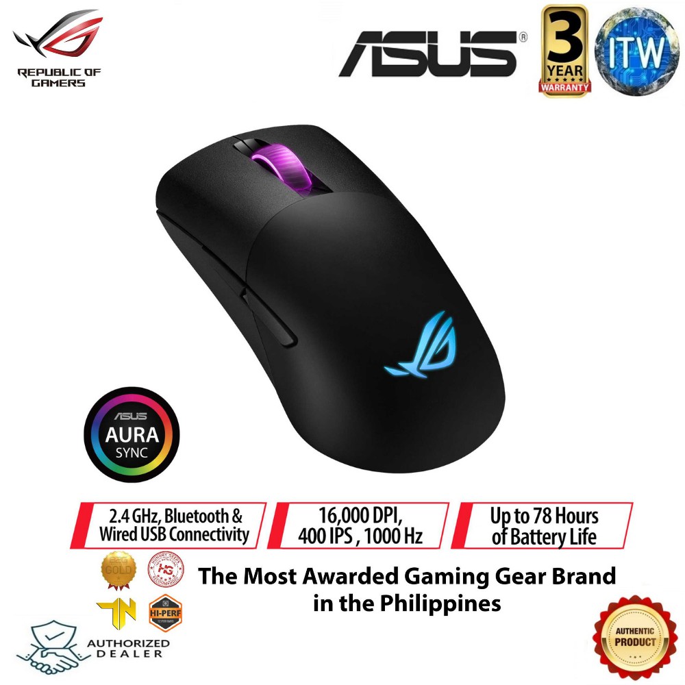 ASUS ROG Keris Wireless Lightweight Aura Sync RGB, PBT polymer L/R keys. 16,000 dpi sensor FPS gaming mouse