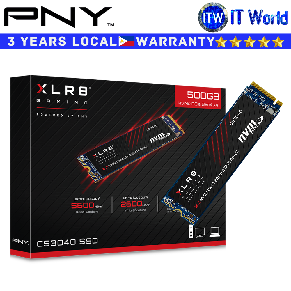 PNY 500GB M2 NVMe SSD M.2 NVMe CS3040 XLR8 Gaming M.2 PCIe Gen4x4 Internal (M280CS3040-500-RB)