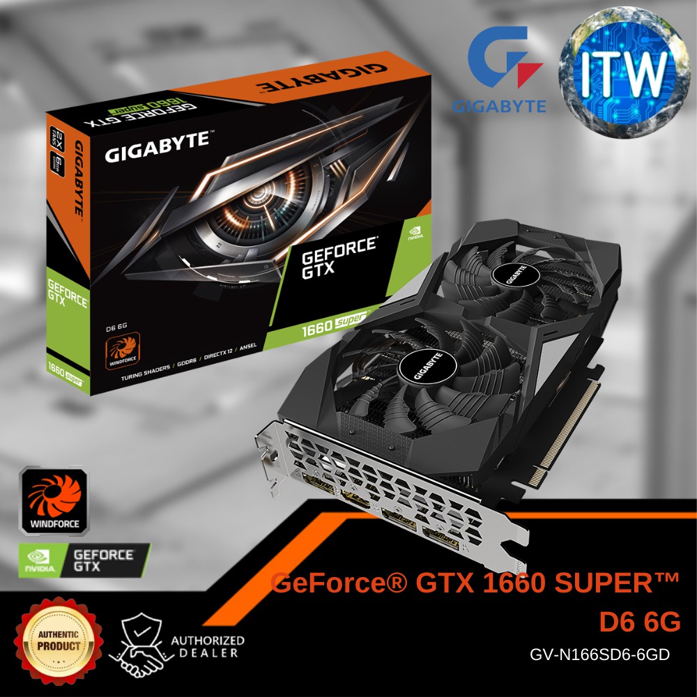 Gigabyte GeForce® GTX 1660 SUPER™ D6 6GGB GDDR6 Graphic Card (GV-N166SD6-6GD)