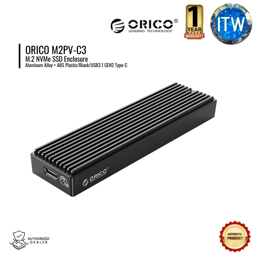 Orico M2 NVMe SSD M 2 NVMe SSD Enclosure Stripe Collection (M2PV-C3-BK-EP)