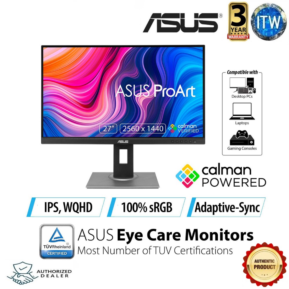 ASUS ProArt Display PA278QV Professional Monitor - 27-inch, IPS, WQHD (2560 x 1440)