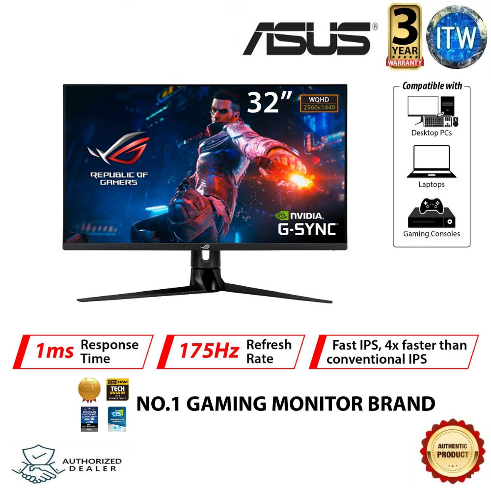 ASUS ROG Swift PG329Q Gaming Monitor – 32 inch WQHD (2560 x 1440), Fast IPS, 175Hz*, 1ms (GTG)