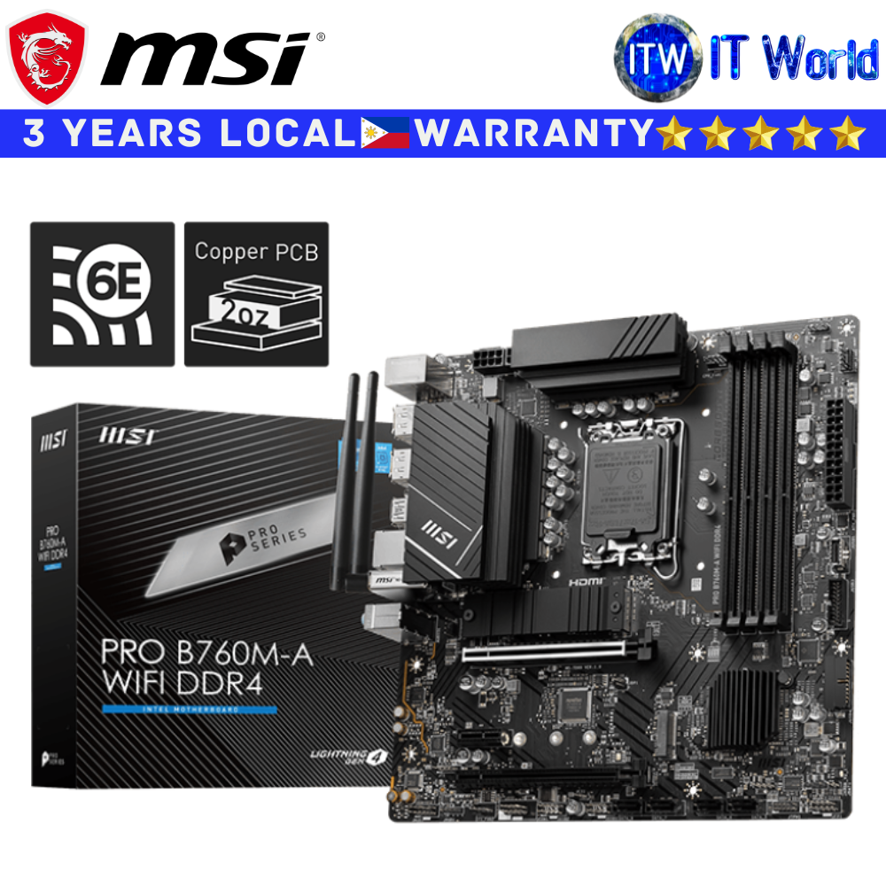 MSI Motherboard Pro B760M-A Wifi DDR4 mATX LGA1700