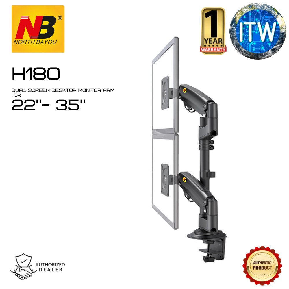NEW SERIES NB H180 DUAL SCREEN DESKTOP MONITOR ARM 22&quot; - 32&quot; UP TO 12KG PER ARM
