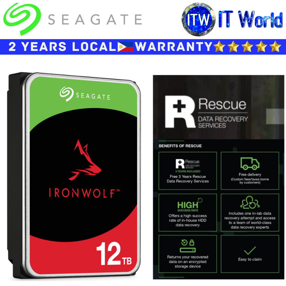 Seagate Hard Drive HDD Ironwolf 12TB 256MB Cache SATA 6Gb/s Internal (ST12000VN0008)