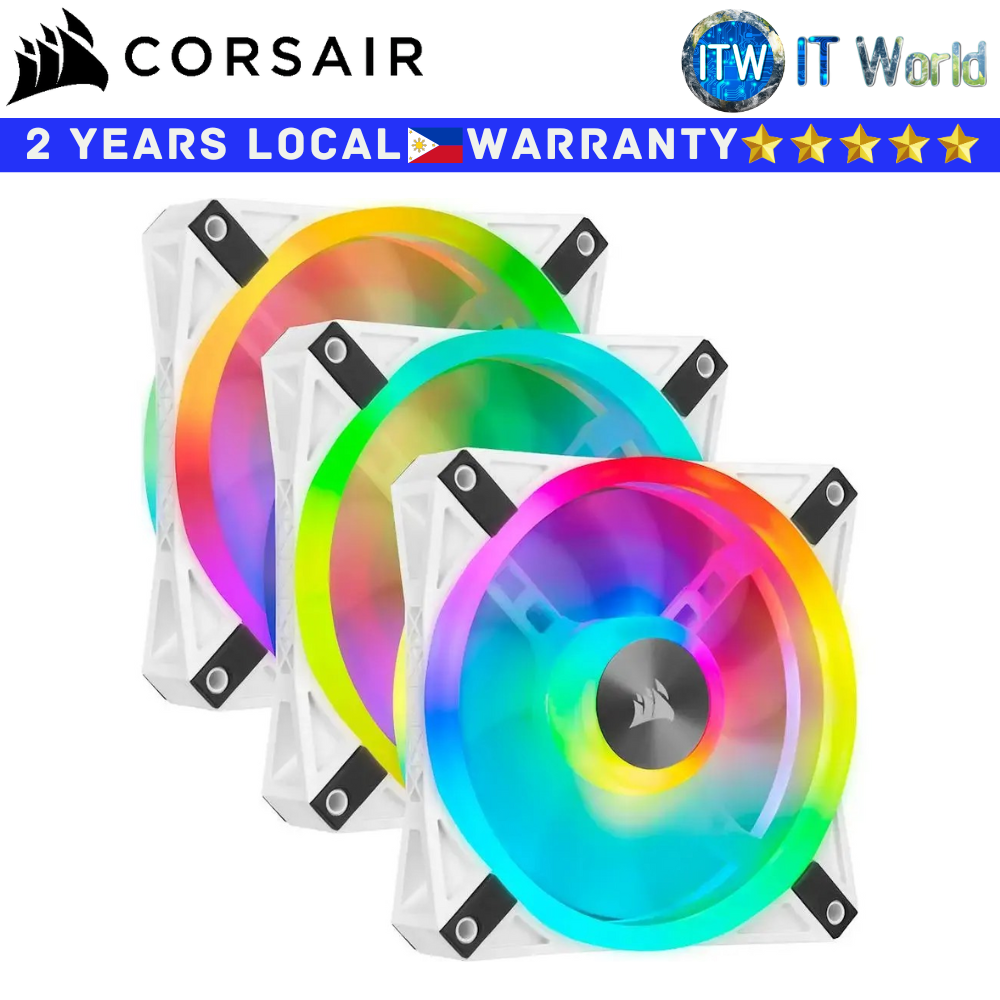 Corsair PC Fan iCUE QL120 RGB 120mm PWM Triple Fan with Lightning Node White (CO-9050104-WW)