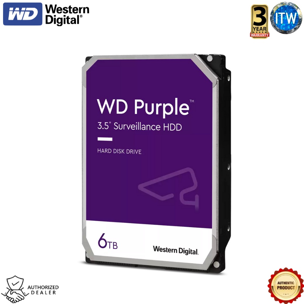 Western Digital Purple 6TB 256MB Cache 3.5-inch SATA 6Gb/s Internal HDD (WD64PURZ)