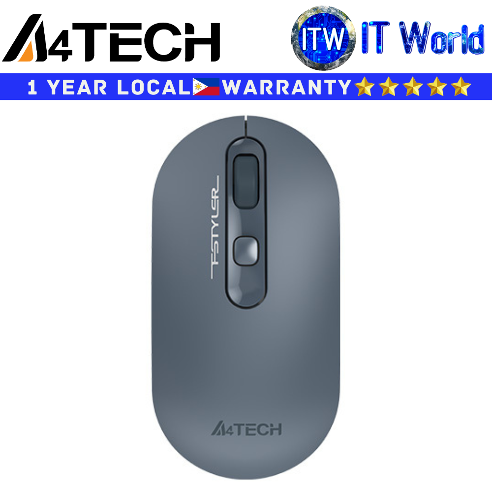 A4Tech Wireless Mouse FG20 Bluetooth 2.4GHz Symmetric Optical Nano USB Receiver Ash Blue