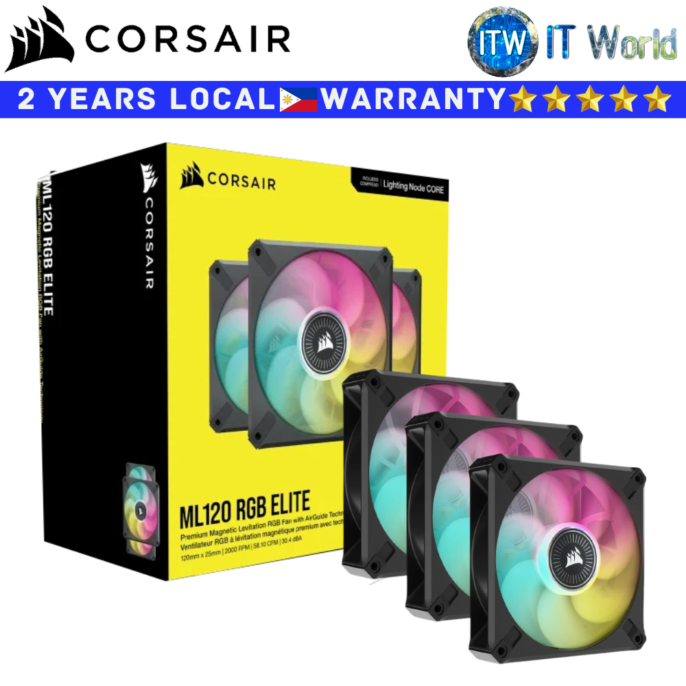 Corsair PC Fan iCUE ML120 RGB Elite Black Premium 120mm PWM Triple Fan (CS-CO-9050113-WW)