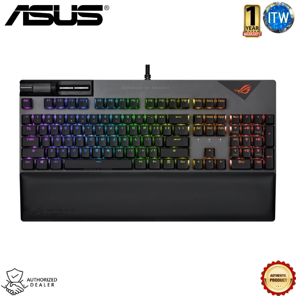Asus ROG Strix Flare II Gaming Mechanical Keyboard - 8000Hz, ROG NX switches, PBT keycaps, metal media controls, detachable wrist rest