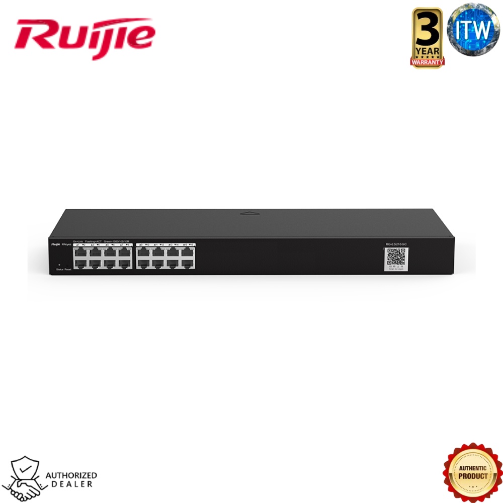 ITW | Ruijie RG-ES216GC 16-Port Gigabit Smart Cloud Managed Non-PoE Switch (RG-ES216GC)