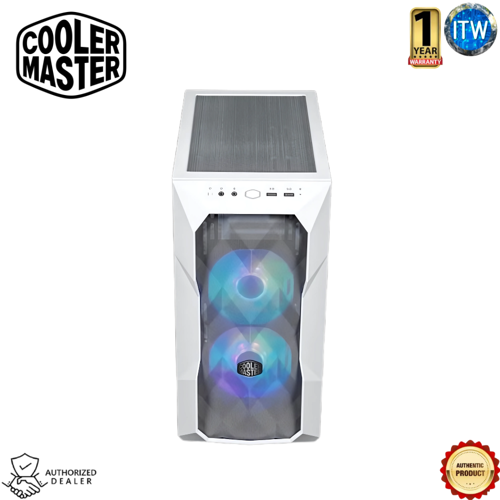 Cooler Master Computer PC Case TD300 Mesh Mini Tower Tempered Glass (White)